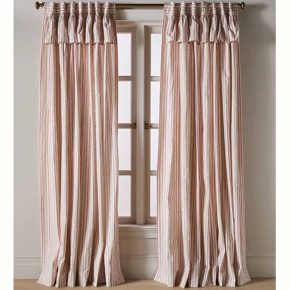 Anthropologie Pink and White Striped Curtains